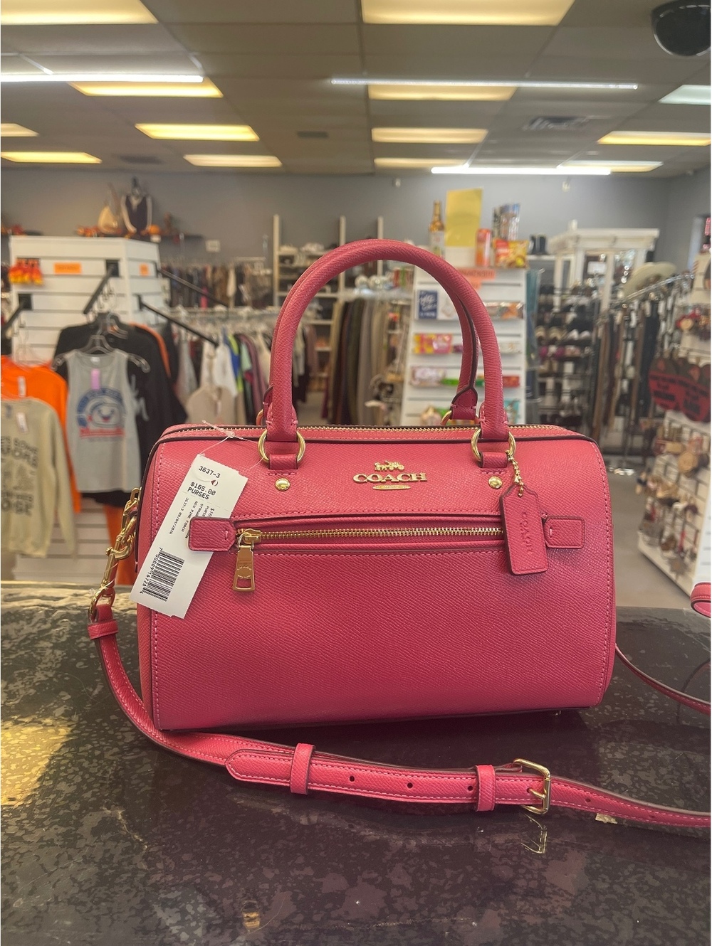 Coach Women's Strawberry Haze Leather Satchel Handbag